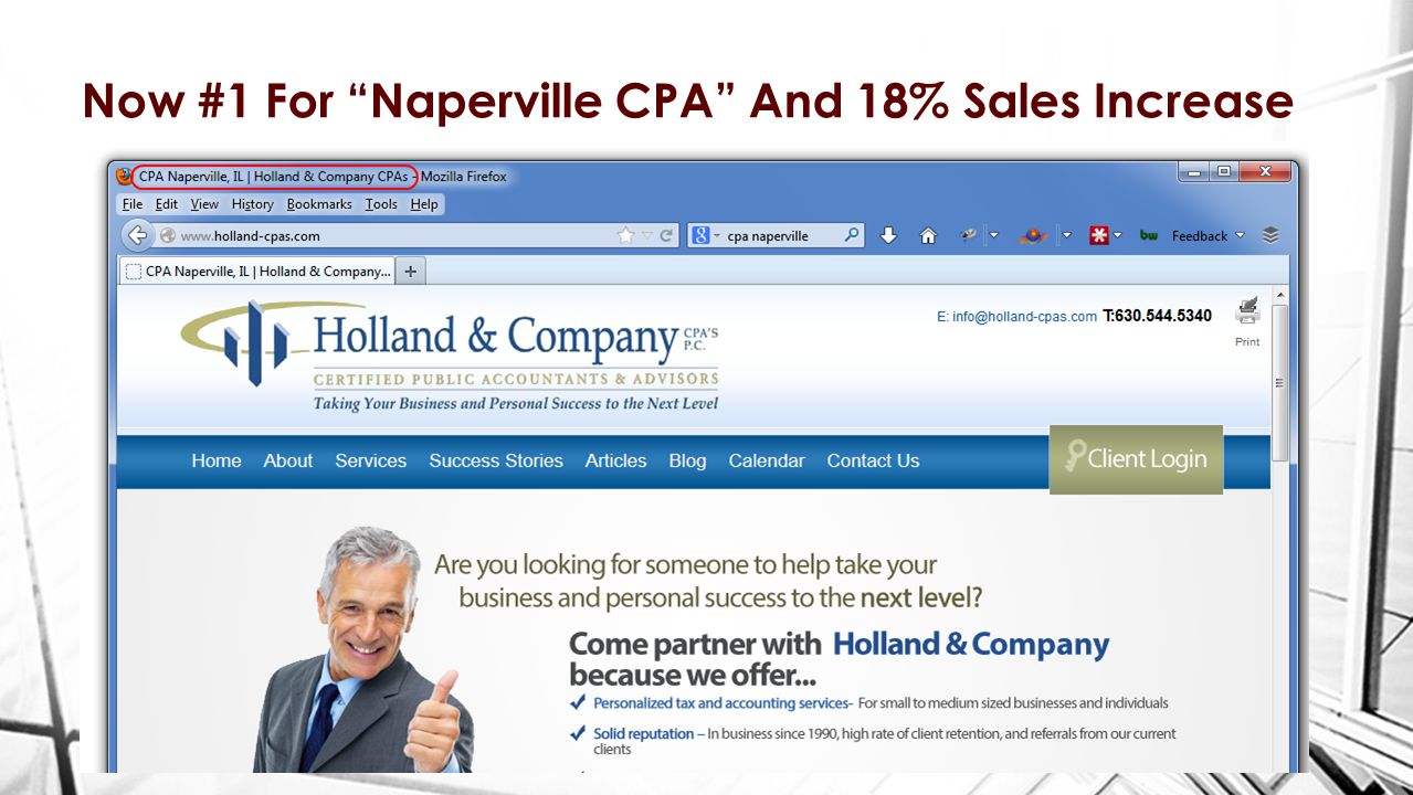 Now #1 For Naperville CPA And 18% Sales Increase