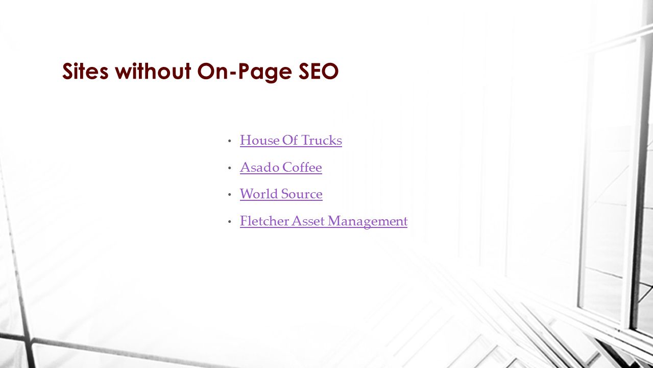 House Of Trucks Asado Coffee World Source Fletcher Asset Management Sites without On-Page SEO