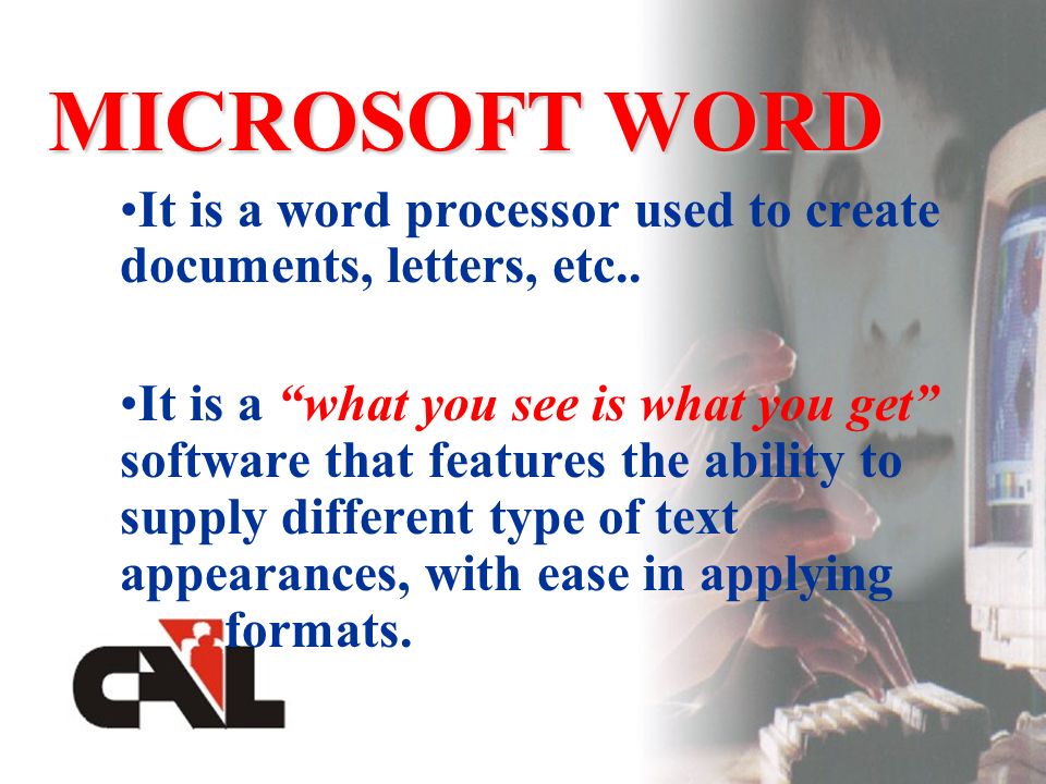 It is a word processor used to create documents, letters, etc..