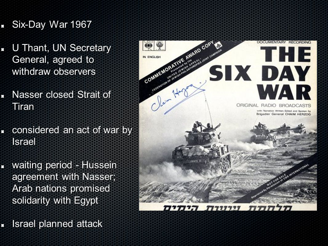 six day war paper From 1963 to 1967, the radicalization of syrian politics and the frailty of the syrian state played a major role in producing the middle eastern crisis of may 1967 and in pushing the region into the six-day war in early june that year since march 2011, the frailty of the syrian state has resulted. six day war paper From 1963 to 1967, the radicalization of syrian politics and the frailty of the syrian state played a major role in producing the middle eastern crisis of may 1967 and in pushing the region into the six-day war in early june that year since march 2011, the frailty of the syrian state has resulted.