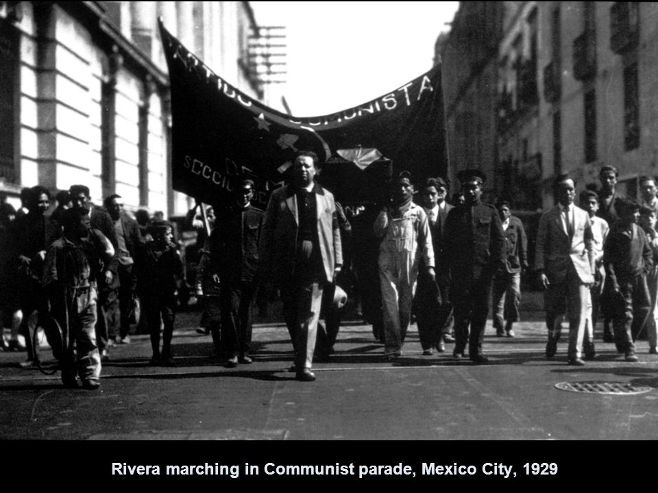 Rivera marching in Communist parade, Mexico City, 1929