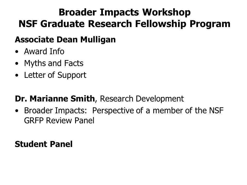 broader impacts workshop nsf graduate research fellowship program nsf grfp letter of recommendation