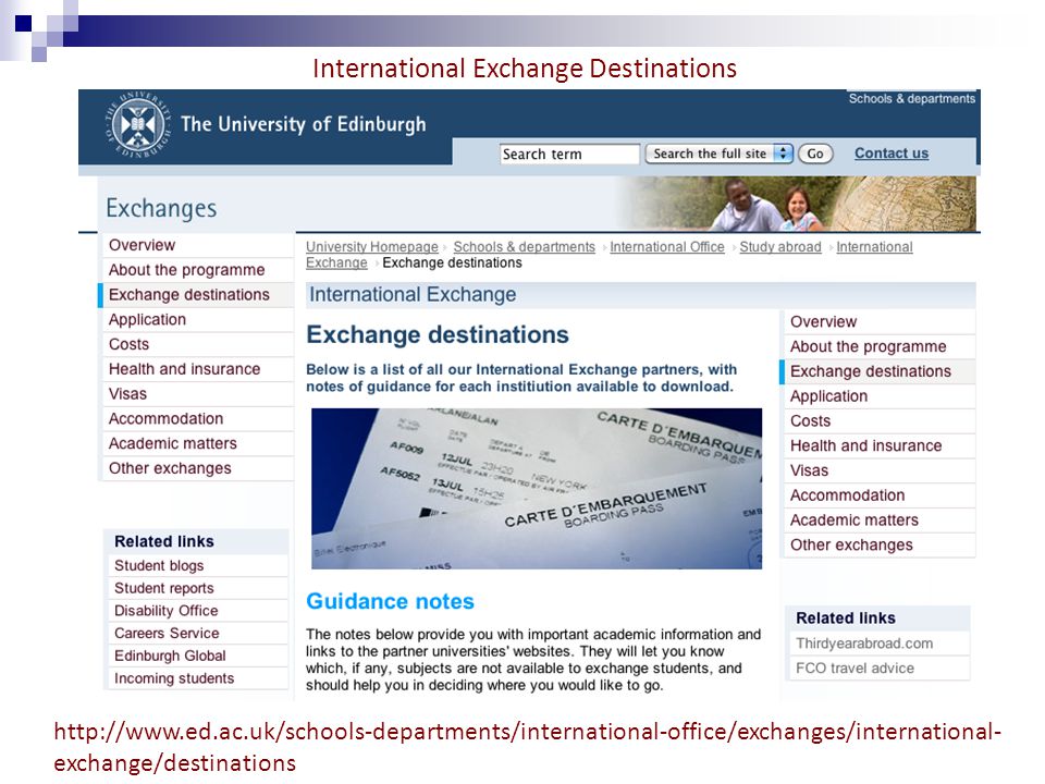 International Exchange Destinations   exchange/destinations