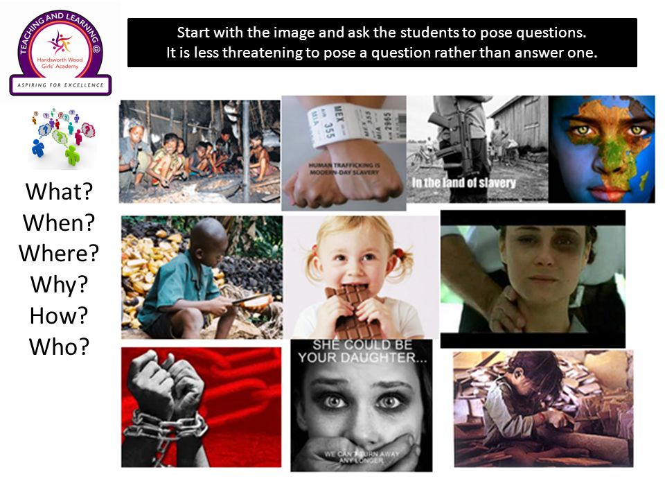Start with the image and ask the students to pose questions.