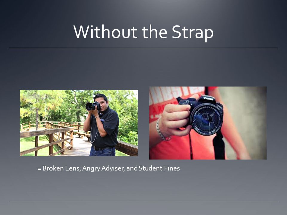 Without the Strap = Broken Lens, Angry Adviser, and Student Fines