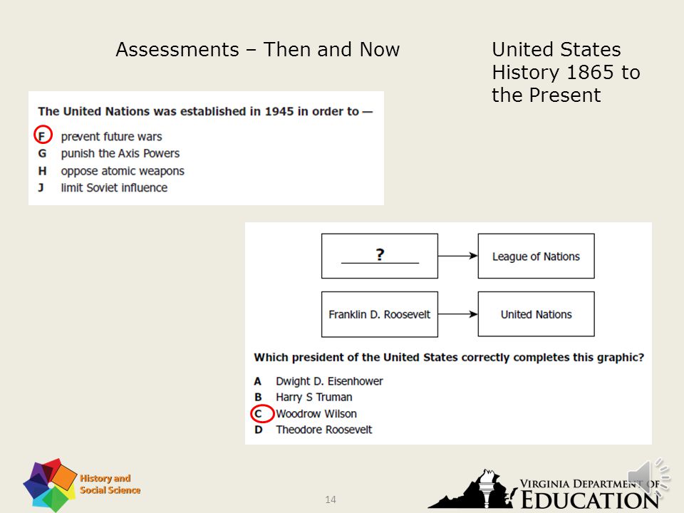 13 Assessments – Then and NowUnited States History to 1865