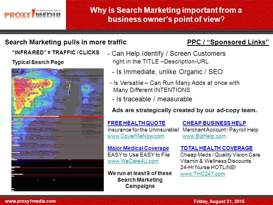 Friday, August 21, 2015 Why is Search Marketing important from a business owner’s point of view.