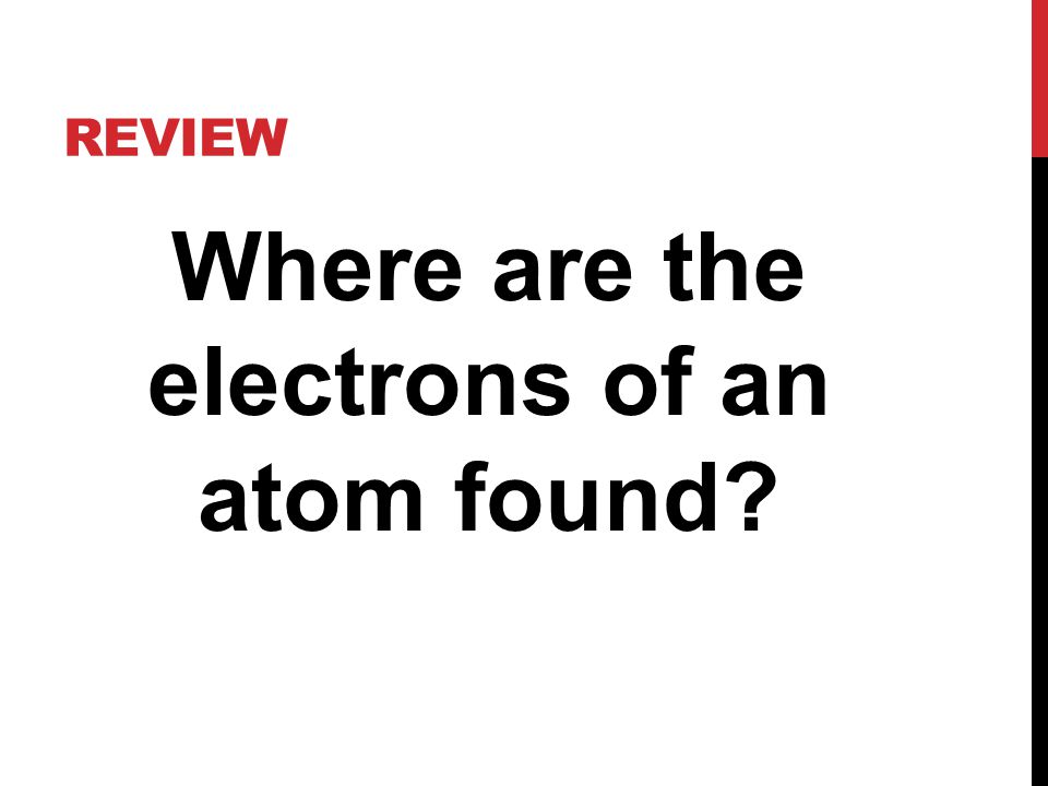 REVIEW Where are the electrons of an atom found