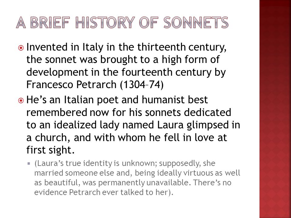 development of sonnets development of sonnets