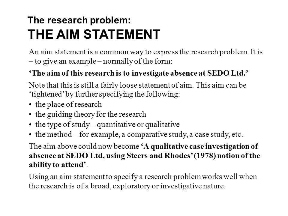 How to make statement of the problem in thesis