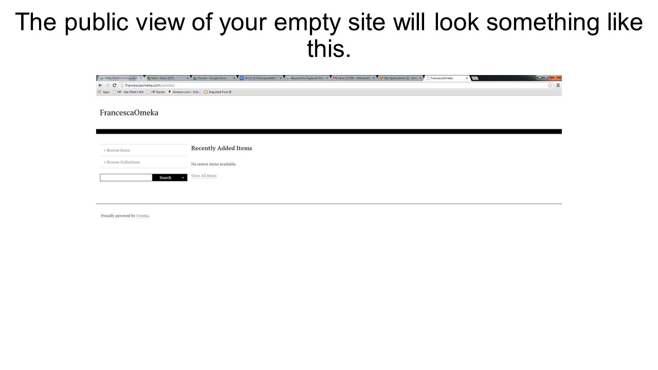 The public view of your empty site will look something like this.