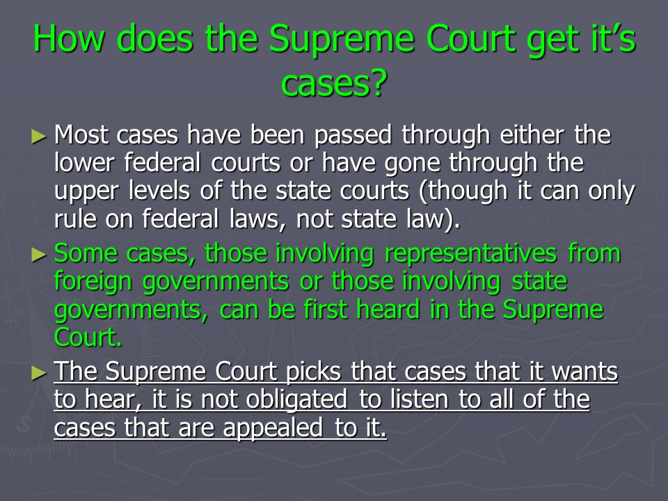 How does the Supreme Court get it’s cases.