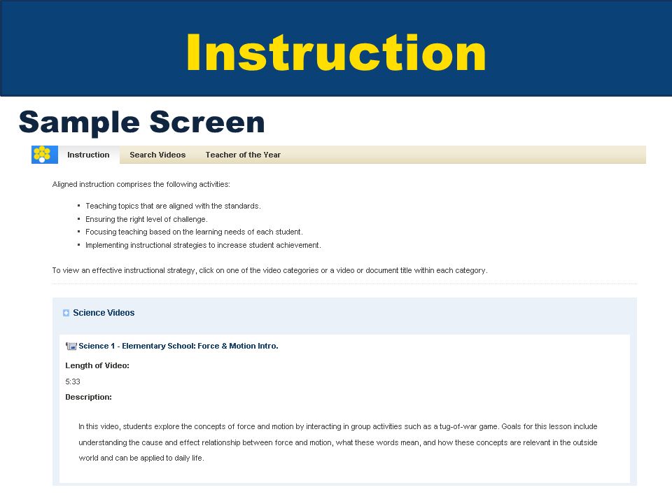 Instruction Sample Screen