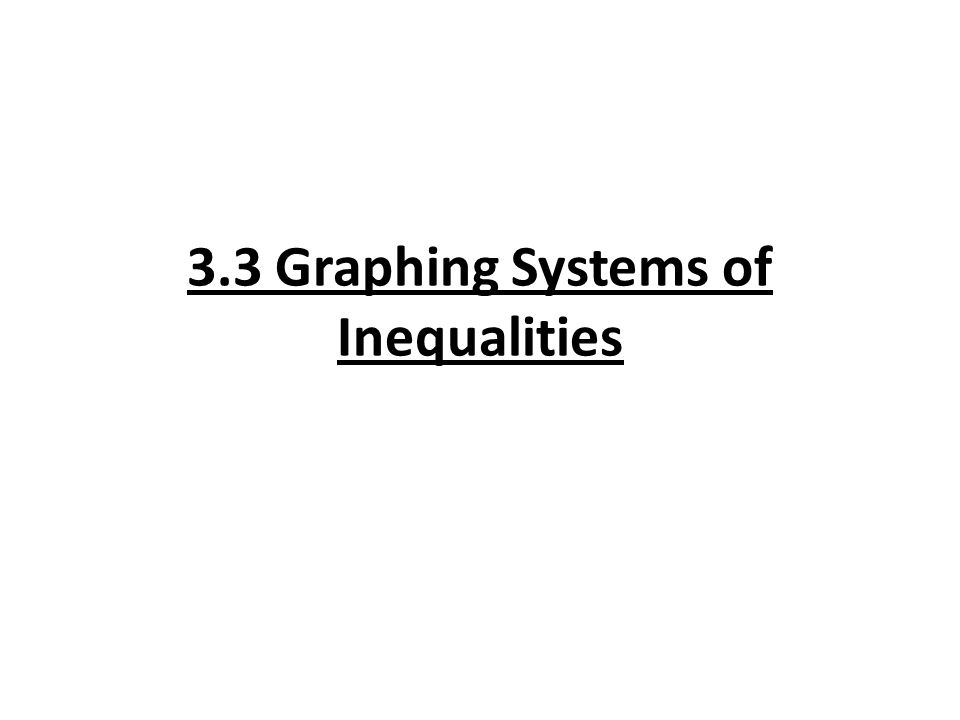 3.3 Graphing Systems of Inequalities
