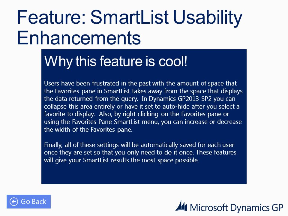 Feature: SmartList Usability Enhancements