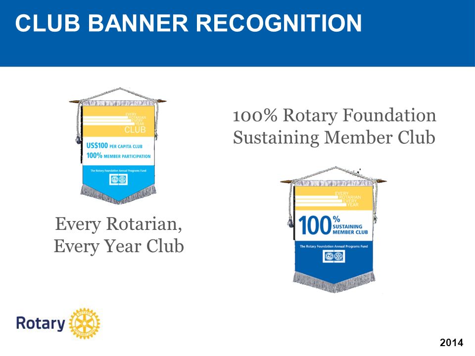 2014 CLUB BANNER RECOGNITION Every Rotarian, Every Year Club 100% Rotary Foundation Sustaining Member Club
