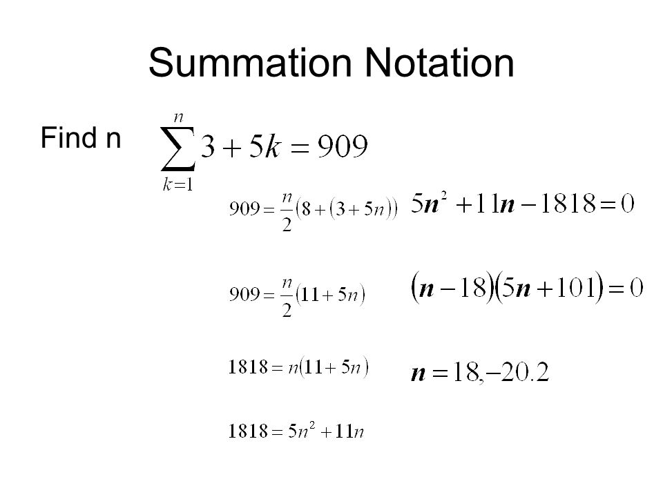 Summation Notation Find n