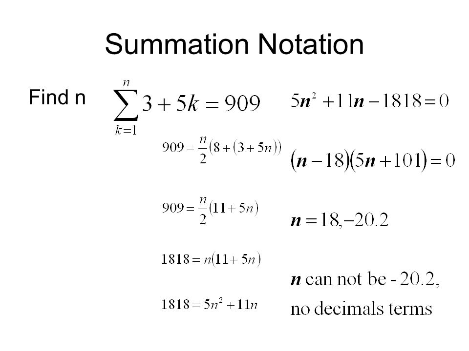 Summation Notation Find n