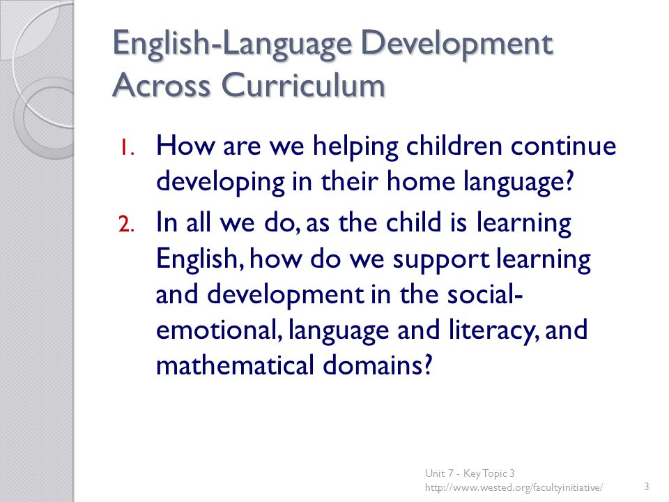 English-Language Development Across Curriculum 1.