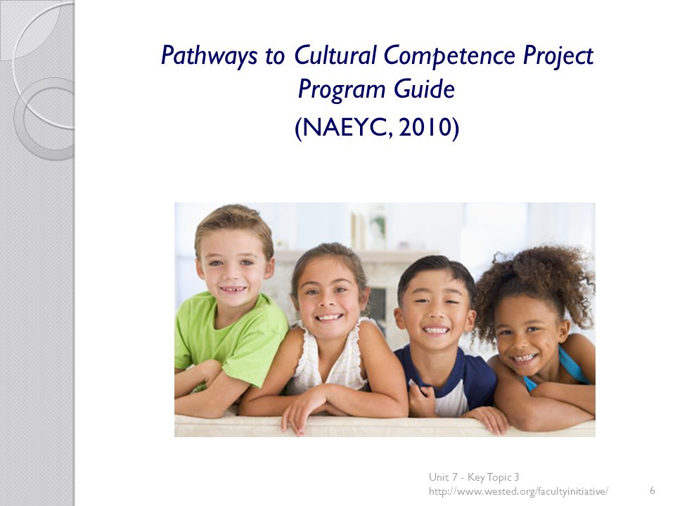 Pathways to Cultural Competence Project Program Guide (NAEYC, 2010) Unit 7 - Key Topic 3