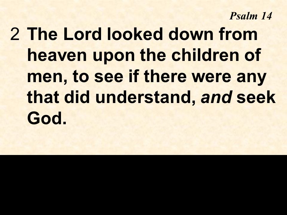2The Lord looked down from heaven upon the children of men, to see if there were any that did understand, and seek God.