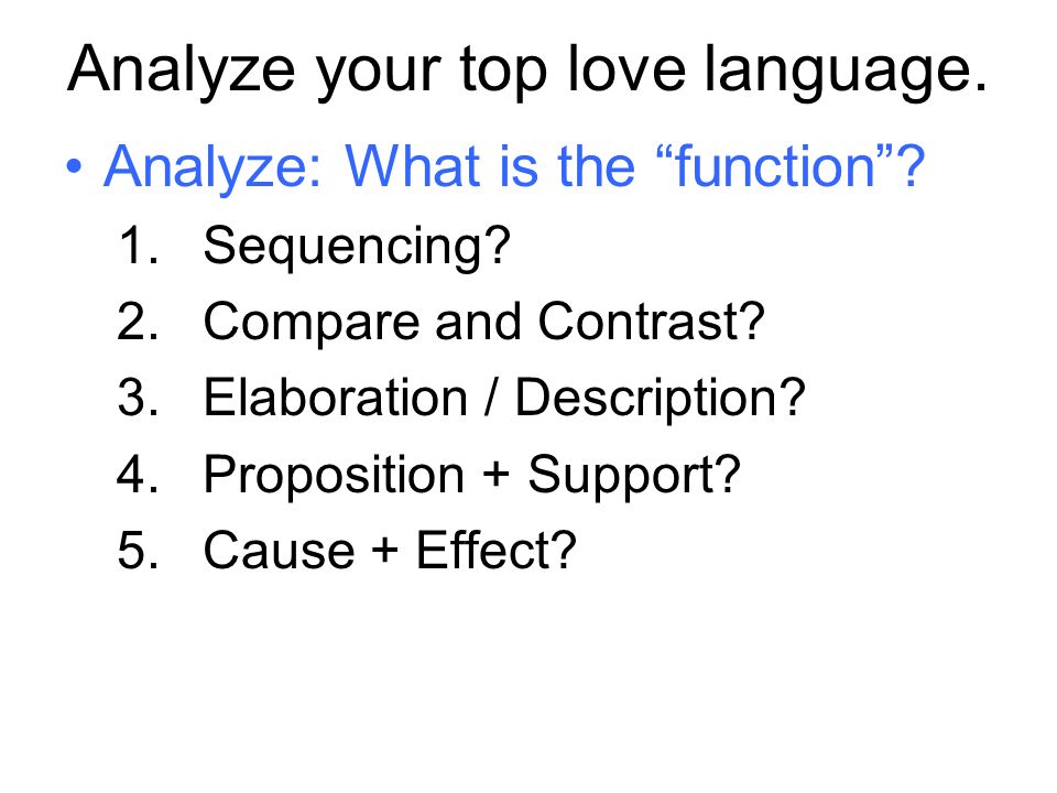 Analyze your top love language. Analyze: What is the function .