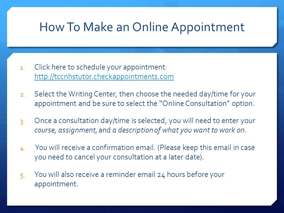 How To Make an Online Appointment 1.