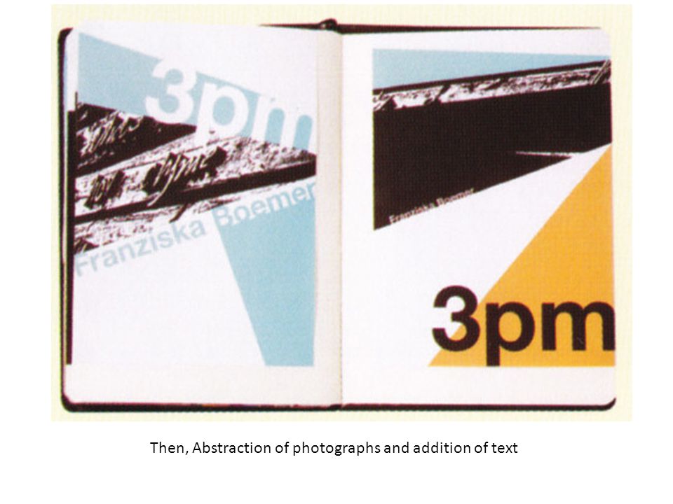 Then, Abstraction of photographs and addition of text