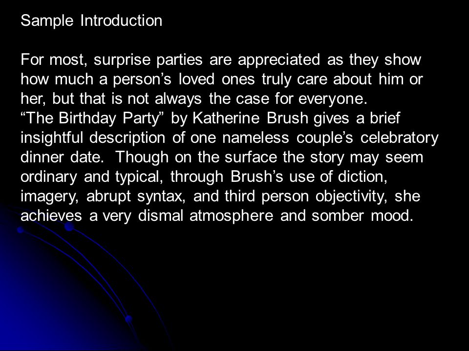 Style Analysis Prose Introduction Demonstrate That You