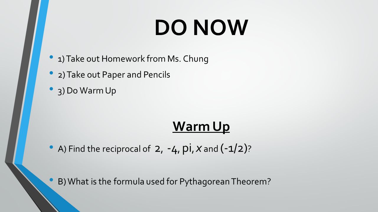 DO NOW 1) Take out Homework from Ms.
