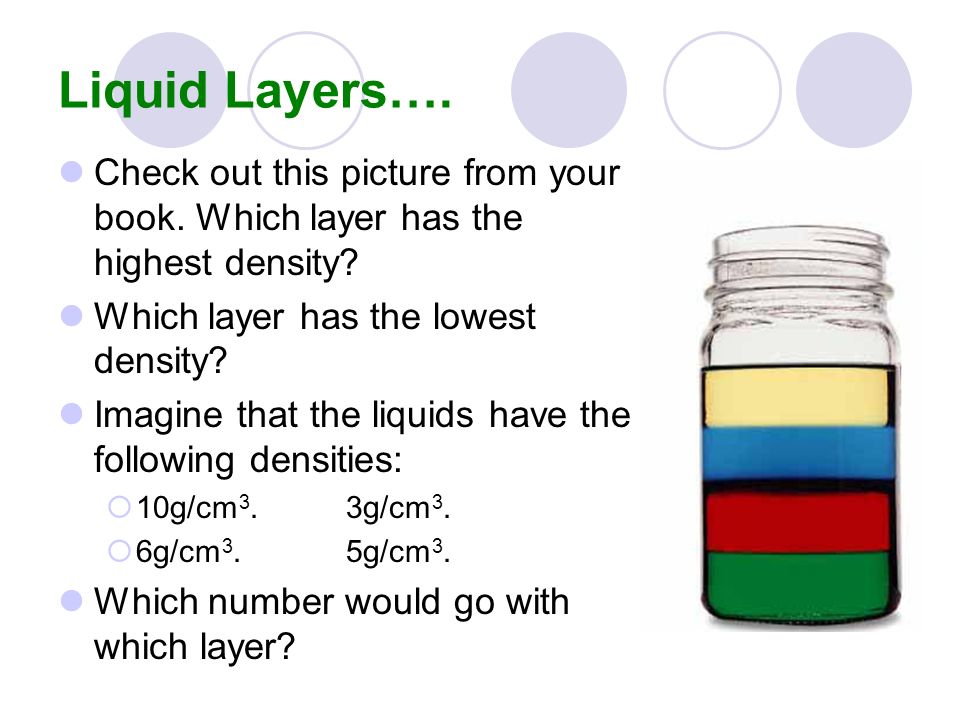 Liquid Layers…. Check out this picture from your book.
