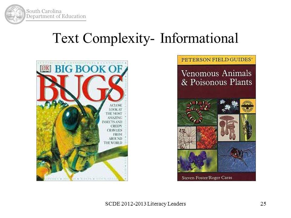 Text Complexity- Informational SCDE Literacy Leaders25