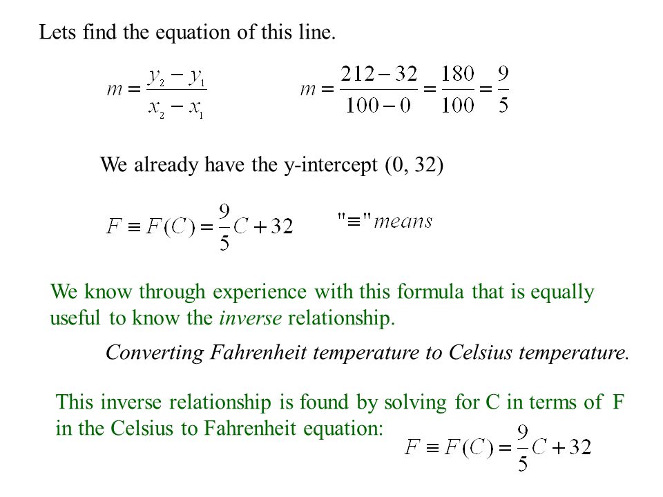 Celsius To Fahrenheit Equation Talkchannels Page 108 Inverse The Reversal Of Some Process Or Operation For