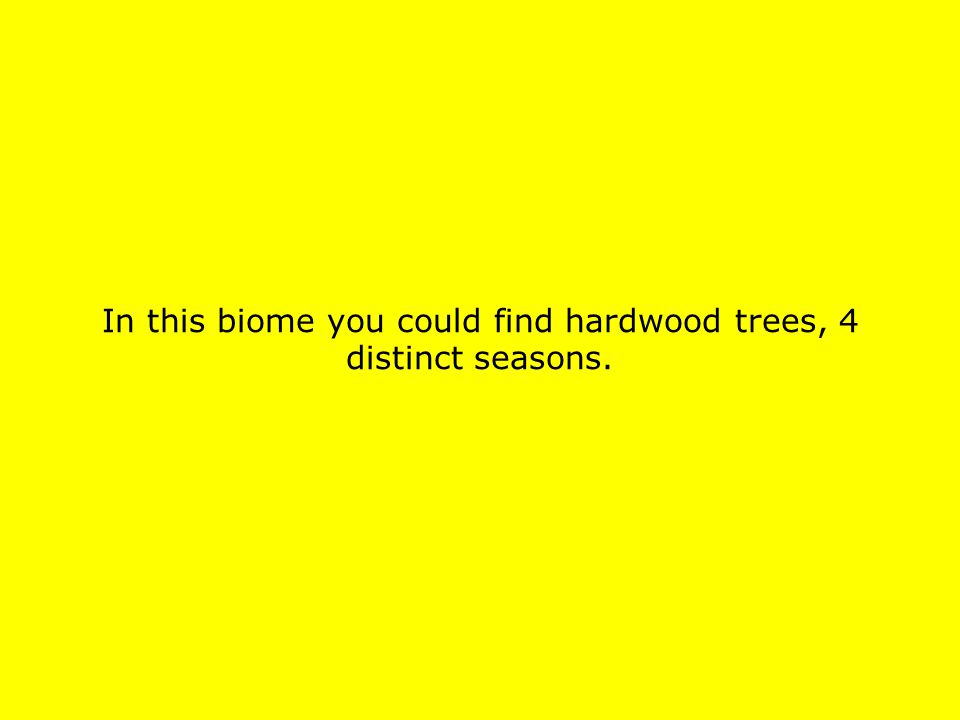 In this biome you could find hardwood trees, 4 distinct seasons.
