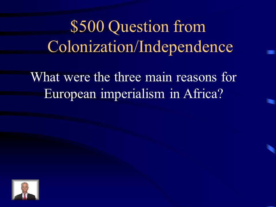 $400 Answer British colonies gain independence = elections and political movements Vs Belgian and Portuguese colonies = bloody and violent