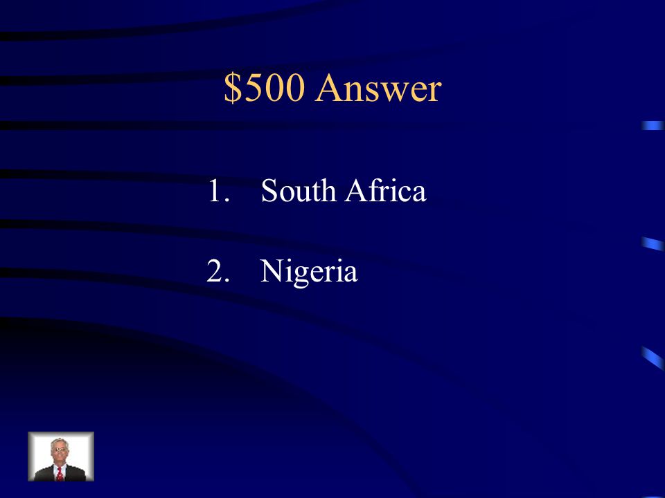 $500 Question from Modern Africa 1.Which African nation, currently, has the best economy in Africa.