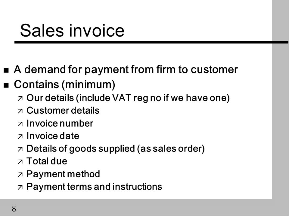 invoice contains