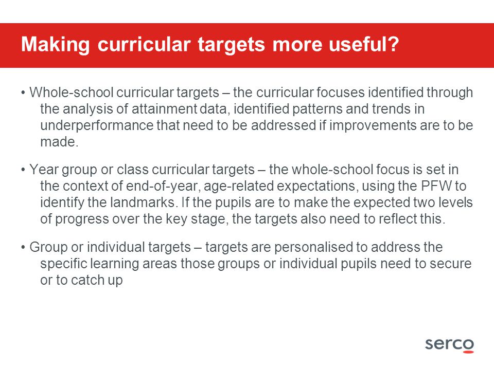 Making curricular targets more useful.