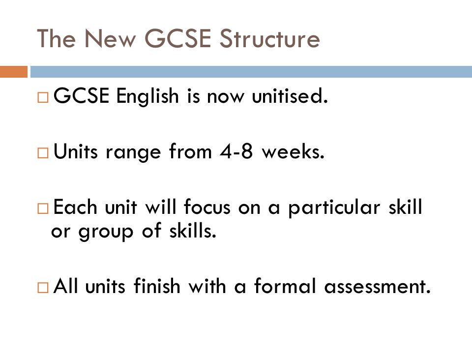 The New GCSE Structure  GCSE English is now unitised.