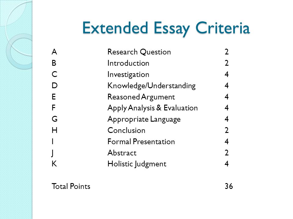 Extended essay ib rubric