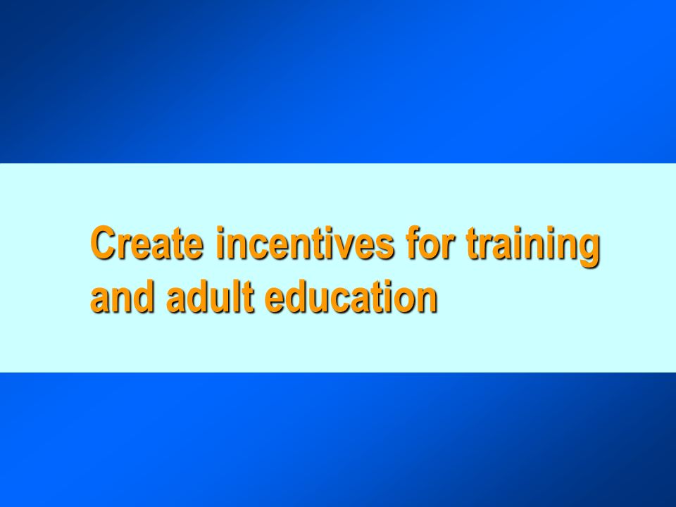 Create incentives for training and adult education