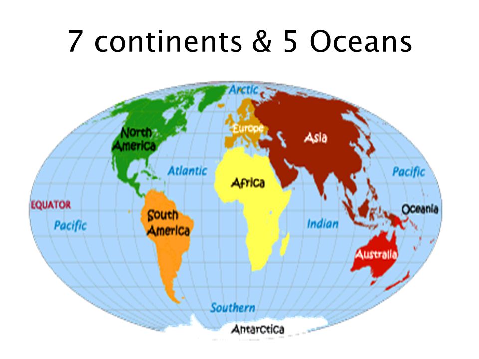 7 continents & 5 Oceans