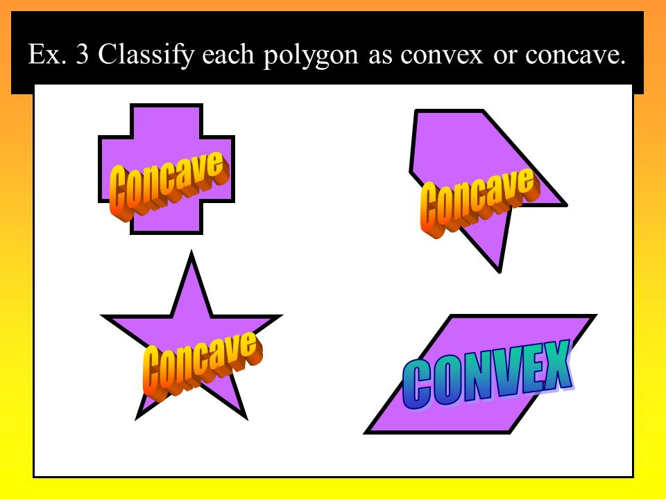 Ex. 3 Classify each polygon as convex or concave.