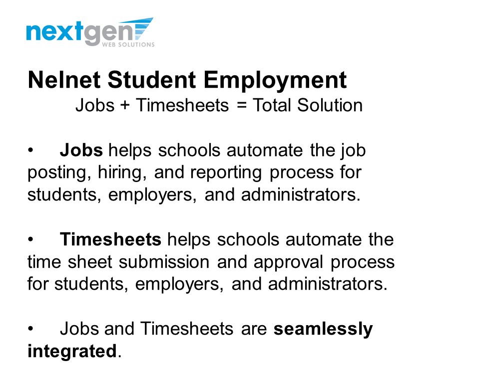 Student Employment Student Training Note: This is a template that can be utilized to create your own institutional specific Student Employment Student Training presentation.