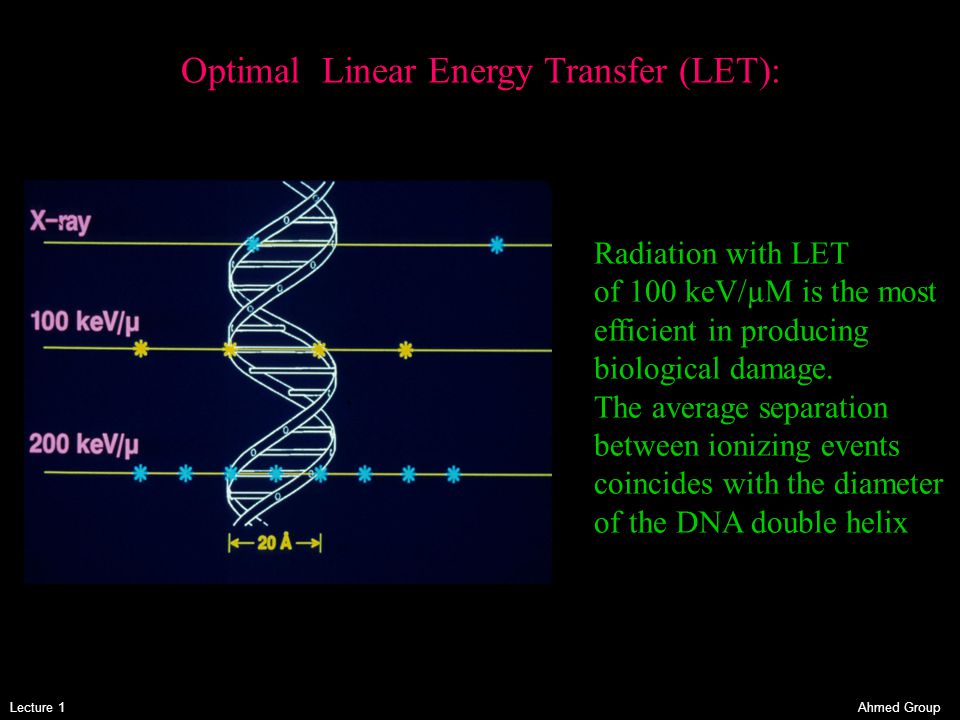 Ahmed Grouplecture 1 Mammalian Radiation Biology Course Lecture Ahmed Grouplecture 1 Linear Energy Transfer Let Is The Transferred Per Unit Length