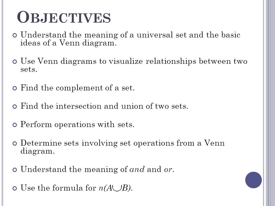 s ection 1 5 venn diagrams and set operations o bjectives venn diagram in math definition
