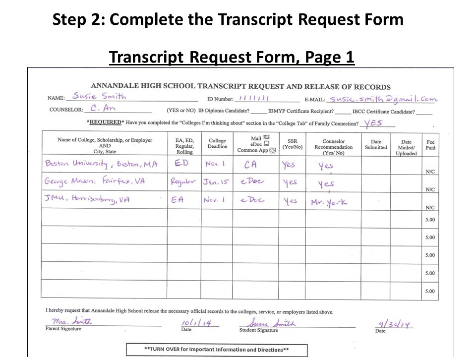 transcript request process the transcript request process applies to high school transcript for college