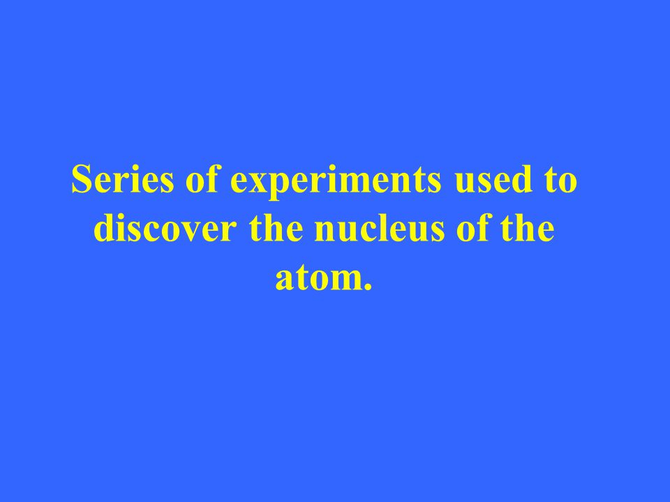 Series of experiments used to discover the nucleus of the atom.