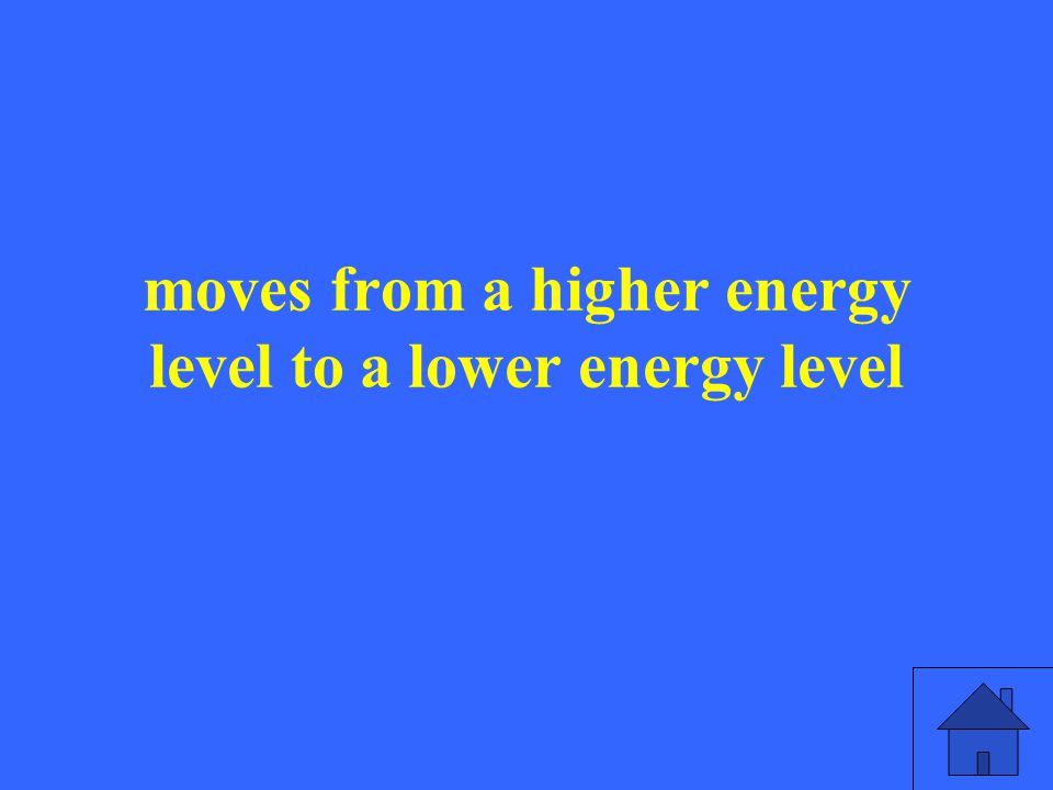 moves from a higher energy level to a lower energy level