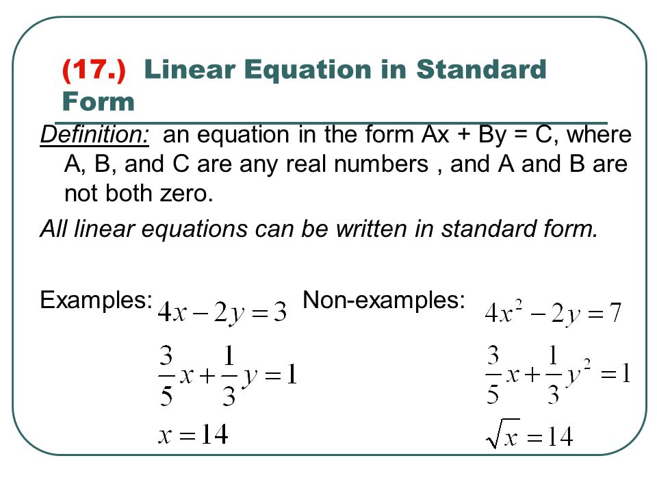 Linear Equation In Standard Form Talkchannels Standard Form Equation Definition Talkchannels